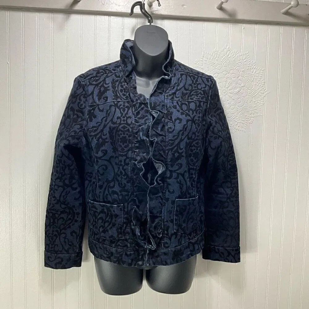 TANTRUMS Velvet Embossed Denim Jacket
